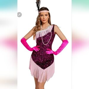 Women's 1920s Flapper Dress Sequin Halloween Costume Party Dress Only